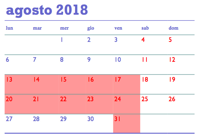 Ferie Estive 2018